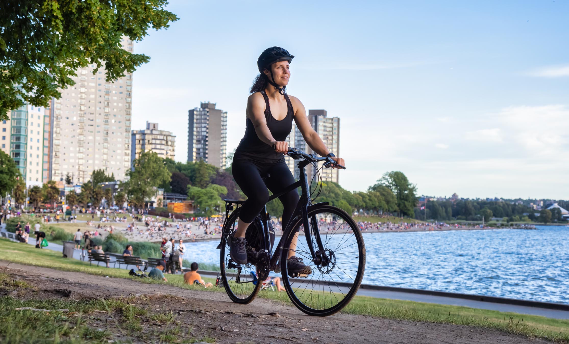 woman riding bike