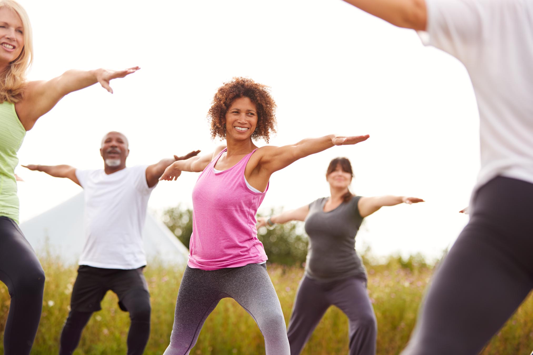 Group doing yoga pose